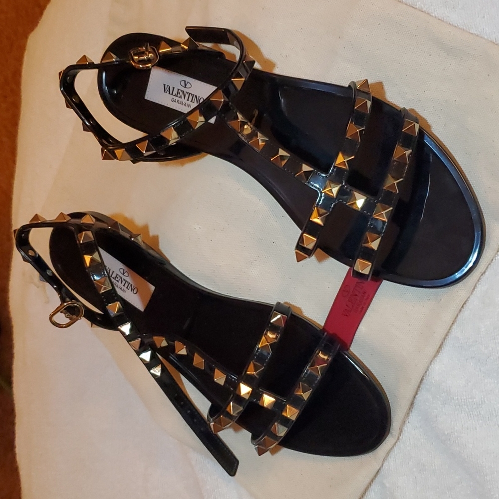 Valentino Rockstud Jelly Flat Gladiator Sandals